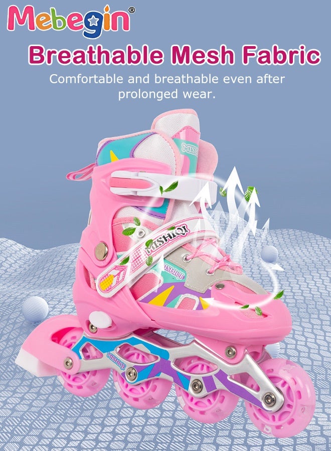 MEBEGIN Girls Roller Skates Set with Protective Gear and Helmet, Fashion Durable Roller Boots with Wear-resistant Flashing Wheels and Comfortable Interior, 4 Sizes Adjustable, Suitable for Girls and Youth Beginner, Perfect Gift for Girls - Image 4